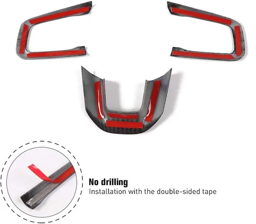 Miniatura 3 de CheroCar JL JT - Fundas de volante de fibra de carbono para Jeep Wrangler JL 2018-2025+, para Jeep Gladiator JT 2020-2025+, accesorios interiores