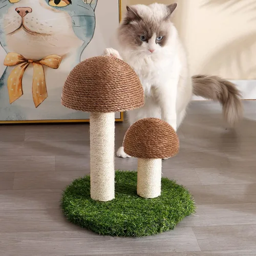 Miniatura 2 de Rascador para gatos, rascador de hongos para gatos con tapas de sisal natural, poste para rascar y base resistente para gatitos y gatos pequeños