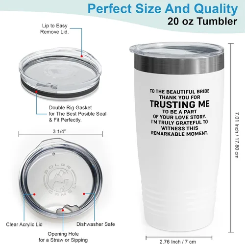 Miniatura 3 de Bride Gift from Officiant Tumbler 20oz White -Beautiful Bride - Bridal Shower Bride To Be Bachelorette Party Newlywed Wedding Officiant Brother