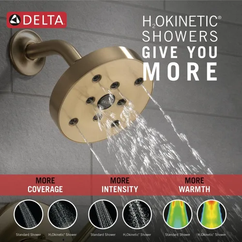 Miniatura 7 de Delta Faucet Trinsic Serie 14 Kit de Acabado de Ducha de Una Sola Función con Cabezal de Ducha H2Okinetic de Un Solo Rociador, Bronce Champán