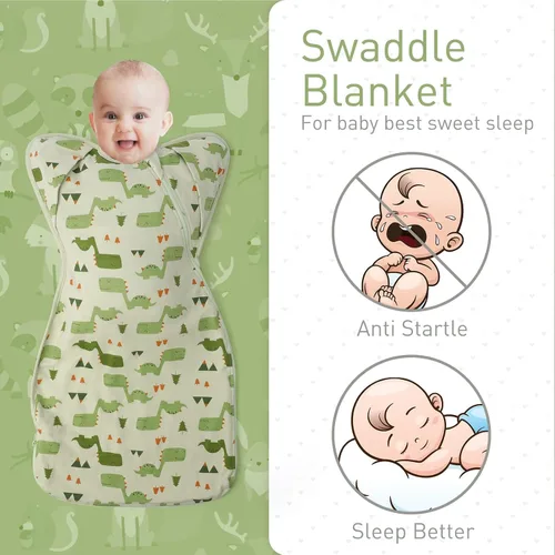 Miniatura 2 de Mantas para envolver de 3 vías con brazos levantados, saco de dormir con las manos arriba, saco de dormir fácil de cambiar pañales para bebés, niños