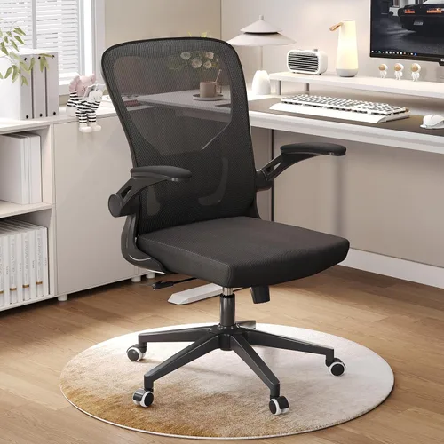 Miniatura 7 de Silla de oficina ergonómica, silla de escritorio de malla con respaldo alto para computadora con altura ajustable, soporte lumbar, reposabrazos