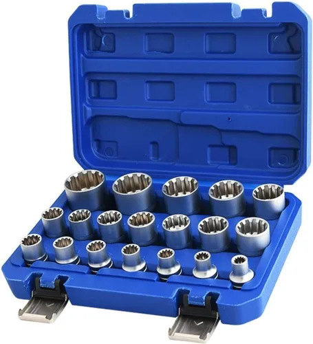 Miniatura 2 de Spline Socket Set 1/2" Drive Universal Metric 0.315-1.260 in 12-Point Cr-V Socket Set 19pcs