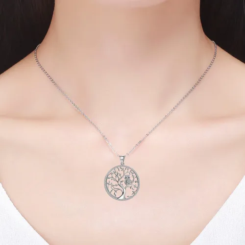 Miniatura 5 de Collar con colgante de árbol de la vida de plata de ley 925 con cadena de 18 pulgadas