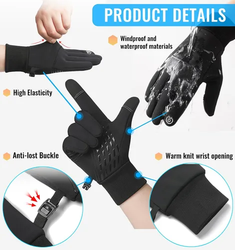 Miniatura 4 de Guantes de invierno para hombres y mujeres, guantes de correr ligeros y cálidos para pantalla táctil, guantes térmicos de punto