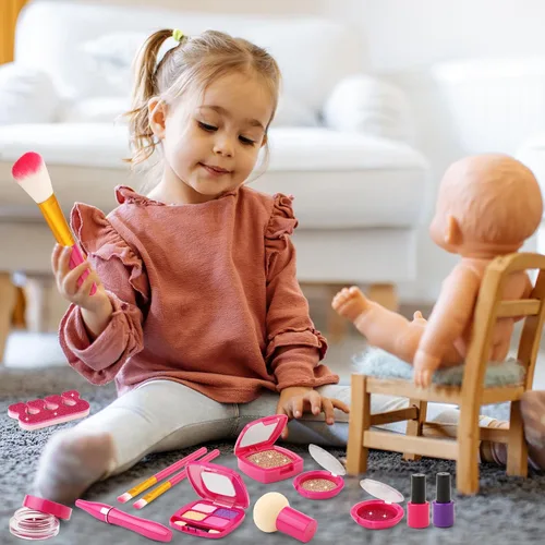 Miniatura 2 de Kit de maquillaje de simulación para niñas pequeñas, juego de maquillaje para niños de 3 a 5 años, bolso de juguete de unicornio con maquillaje