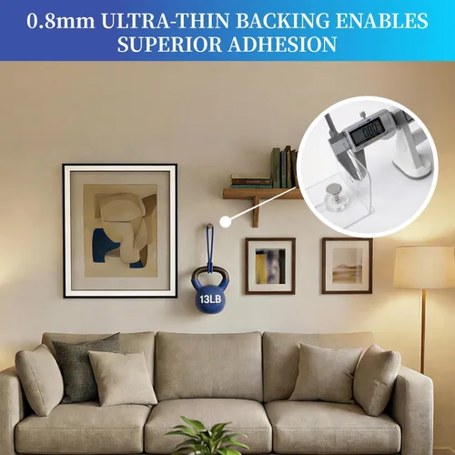 Miniatura 4 de Perchas para cuadros sin clavos, perchas de pared sin uñas, 20 unidades de ganchos de pared adhesivos para colgar con impermeable y a prueba