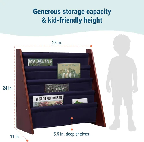 Miniatura 3 de Wildkin estantería de lona para niños y niñas, diseño de madera con cuatro estantes de tela, mantén las habitaciones, salas de juegos y aulas