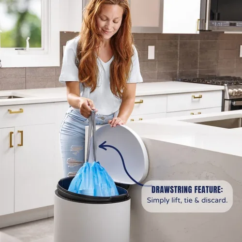 Miniatura 7 de Plasticplace Bolsas de basura de ajuste personalizado, compatibles con simplehuman Code K (100 unidades) con cordón azul tintado de 10 galones / 38