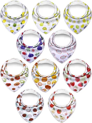 Miniatura 21 de KiddyStar Drool Bibs for Babies – Organic, Unisex, Soft Absorbent Teething Bibs with Adjustable Snaps Paquete de 10 baberos de dentición de moda