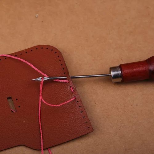 Miniatura 7 de Utoolmart Punzón para rascar, herramienta de punzón de cuero, mango de madera, doble forma de calabaza, herramientas de artesanía en cuero