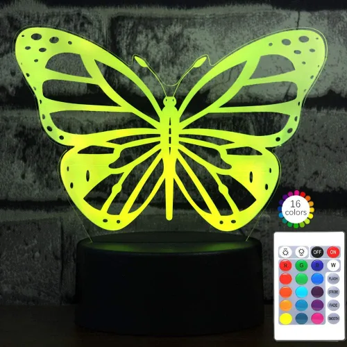 Miniatura 6 de i-CHONY - Luz Nocturna de Mariposa 3D, Regalo de Cumpleaños, Lámpara de Ilusión, 7 Colores que Cambian Automáticamente, Lámpara de Mesa o Escritorio