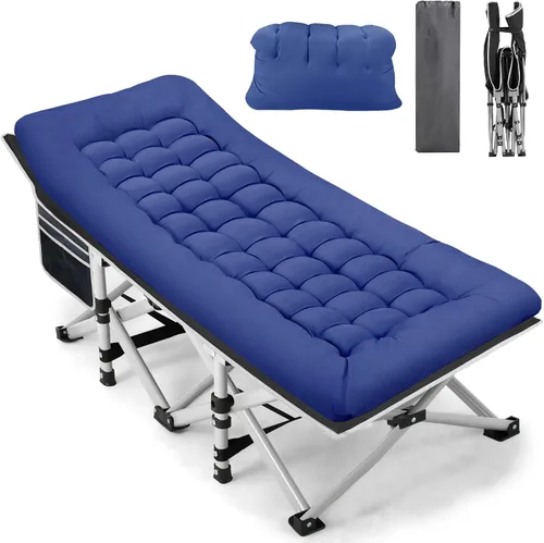 Fragess - Cunas plegables de camping para adultos, cuna de 28" extra amplia con colchón removible, carga máxima de 600LBS, cunas para dormir para