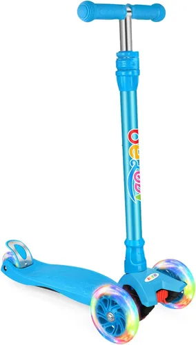 Miniatura 18 de BELEEV Patinetes para Niños de 3 Ruedas Patinete de Empuje para Niños Pequeños Niñas y Niños, 4 Alturas Ajustables, Inclinarse para Dirigir, Ruedas