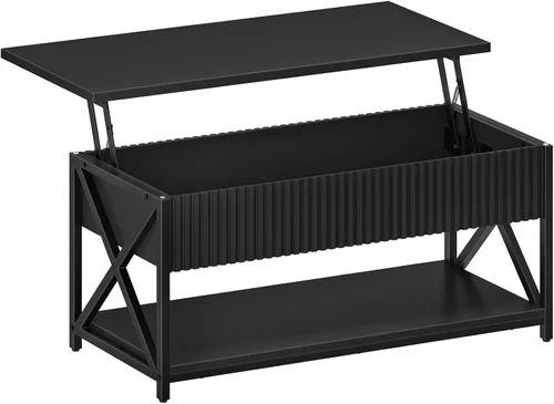 Miniatura 8 de CHOEZON Mesa auxiliar elevable de 39.4 pulgadas, mesa de centro acanalada con compartimento oculto y estante de almacenamiento, mesa elevadora