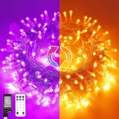 Miniatura 19 de JMEXSUSS Luces rojas blancas y azules con cable transparente, 66 pies, 200 luces LED para decoración del 4 de julio, luz de Navidad para celebración