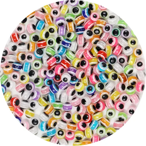Miniatura 8 de Cuentas de mal de ojo para hacer pulseras, paquete a granel, de 0.236 pulgadas, coloridas y redondas, círculos, cuentas contra el mal de ojo, turco