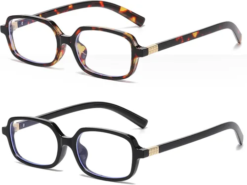 Miniatura 16 de Breaksun Gafas Retro Rectangulares para Mujeres y Hombres, Gafas Pequeñas Cuadradas con Bloqueo de Luz Azul, Anteojos Vintage