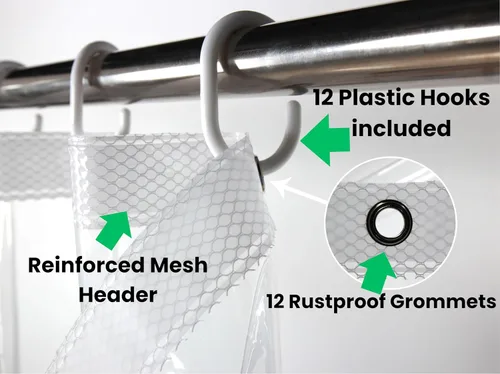 Miniatura 3 de Forro transparente para cortina de ducha con 8 bolsillos para pantalla táctil para teléfono, iPad, joyas, monitor de bebé, con ojales inoxidables