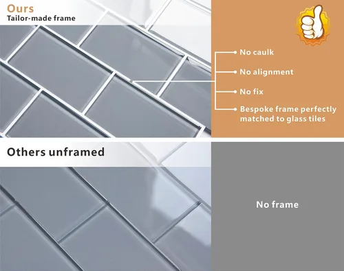 Miniatura 4 de Azulejos de vidrio para despegar y pegar, loseta en muro de pared de cocina, azulejos de vidrio autoadhesivos de metro (5 hojas, 5 pies cuadrados)