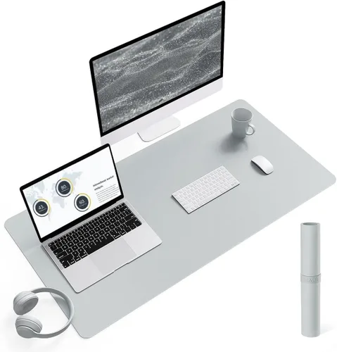 Miniatura 51 de YSAGi Almohadilla de escritorio de piel antideslizante, tapete impermeable para teclado de computadora portátil, protector de mesa y alfombrilla