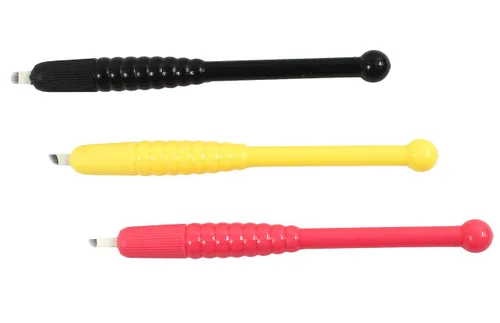 Miniatura 5 de Xiaoyu 5PCS Desechable Manual Microblading Pen Cejas Tatuaje Pluma Hoja para Maquillaje Semi-Permanente, Agujas F12, Amarillo