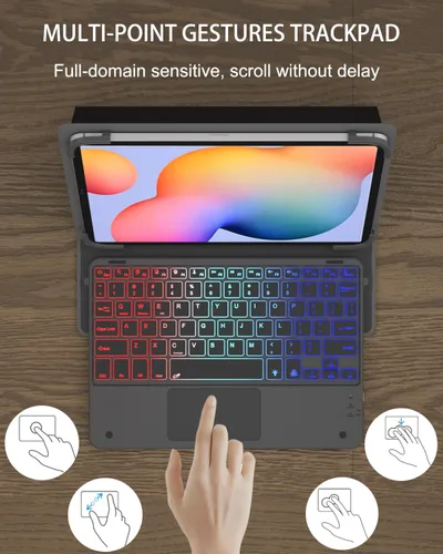 Miniatura 5 de Teclado Universal para Tableta con Funda de Touchpad para Tabletas de 9", 9.7", 10.1", 10.2", 10.5", 10.9", 11", Teclado Inalámbrico