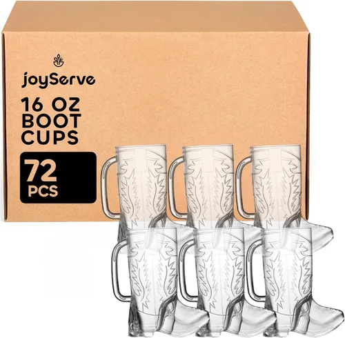Miniatura 8 de JoyServe Vasos para botas de vaquero – (paquete de 6) tazas de bebida de vaquero y vaquera, taza de plástico reutilizable sin BPA con asa
