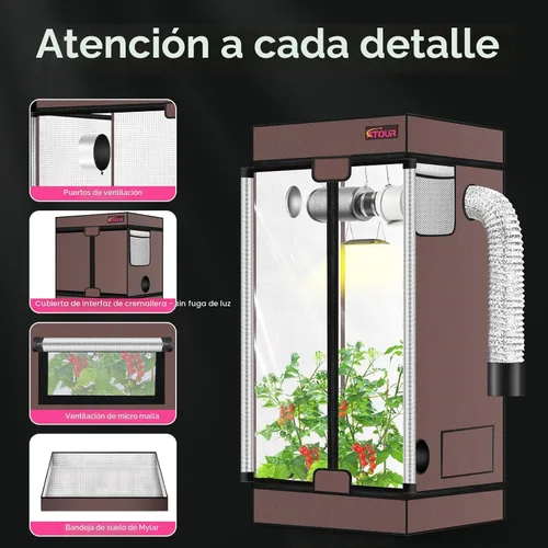 Miniatura 5 de ATOUR - Tienda de cultivo hidropónica pequeña, 24 x 16 x 24 pulgadas, Mylar 1680D de alta reflectancia, tienda de cultivo hidropónica, tienda