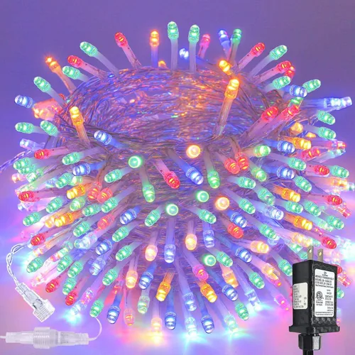 Miniatura 16 de Guirnalda de 100 luces LED conectables para interiores y exteriores, luces de Navidad blancas cálidas de 33 pies, impermeables, 13 modos