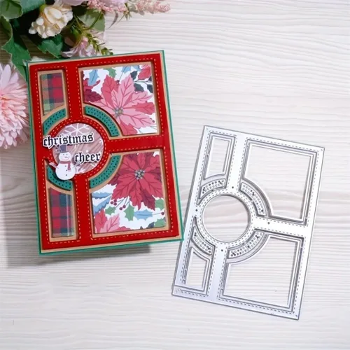 Miniatura 13 de Troqueles para álbumes de recortes, marco de capas de corte de metal para hacer tarjetas, plantilla de perforación de manualidades de papel, 8