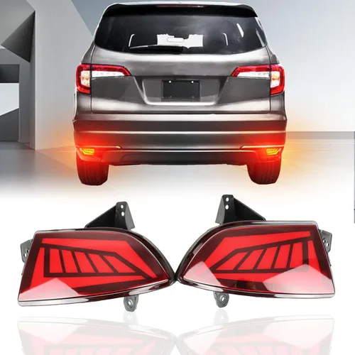 Reflectores LED rojos para parachoques trasero, luces antiniebla, luces de freno y cola compatibles con Honda Pilot 2019, 2020, 2021, 2022 EX, EX-L,