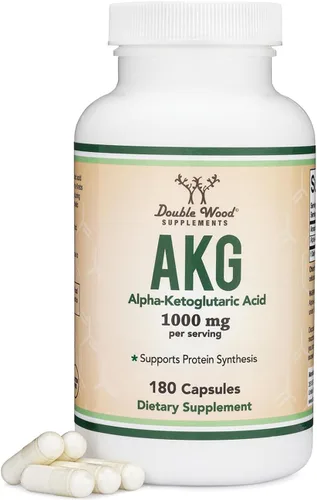 Suplemento AKG (ácido alfa cetoglutárico) 1,000 mg por porción (180 cápsulas) diferente y puede ser más eficaz que AAKG (estudiado recientemente