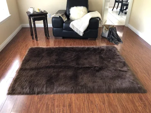 Miniatura 9 de LAMBZY Alfombra cuadrada de piel de oveja sintética, súper suave, hipoalergénica, de pelo de felpa de primera calidad