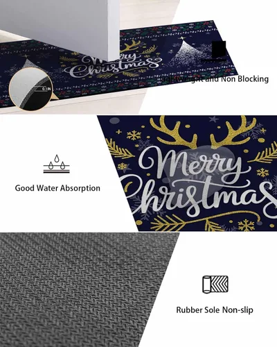 Miniatura 8 de Tapete de baño de Navidad para bañera, antideslizante, de secado rápido y absorbente, tierra de diatomeas, fregadero de cocina, ducha, tapete