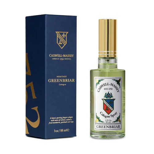 Colonia Caswell-Massey Greenbriar, Colonia para hombres con aroma clásico y vigorizante con notas de cítricos, salvia y terciopelo robusto, 3 fl oz