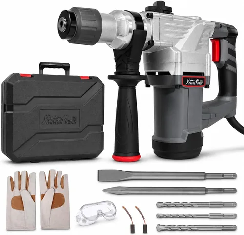 XtremepowerUS 1180W SDS-Plus - Martillo astillador de demolición rotativo eléctrico de 1-1/4 pulgadas, combinación de martillo rotativo de 1-1/4