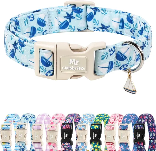 Miniatura 42 de MR.CHUBBYFACE· Collar de perro de primavera y verano, lindos collares de perro de limón verde, collar ajustable de tela natural suave para perros