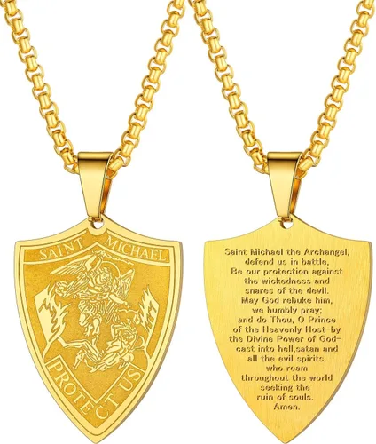 Miniatura 41 de U7 Saint Benedict/Michael Medal Necklace, 316L Stainless Steel Virgin Mary Necklace for Men Women, Bible Verse Protection Necklace Catholic