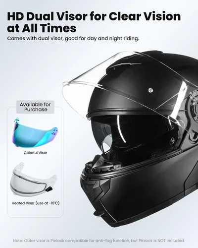 Miniatura 5 de ILM 159BT - Casco modular de motocicleta Bluetooth para 2-3 conductores, intercomunicador, casco abatible de cara completa, DOT con máscara facial