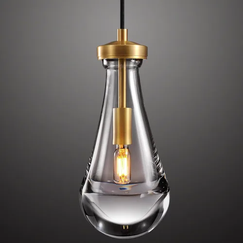 Miniatura 23 de Luces Colgantes Modernas de Gota de Lluvia, Luces Colgantes para Isla de Cocina, Lámpara de Comedor con Barra de Latón, Candelabro de Gota de Lluvia