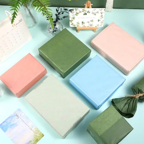 Miniatura 6 de 120 hojas de papel de seda de regalo de la serie Morandi para bolsas de regalo, 20 x 14 pulgadas, verde salvia, verde oscuro, canela, azul claro