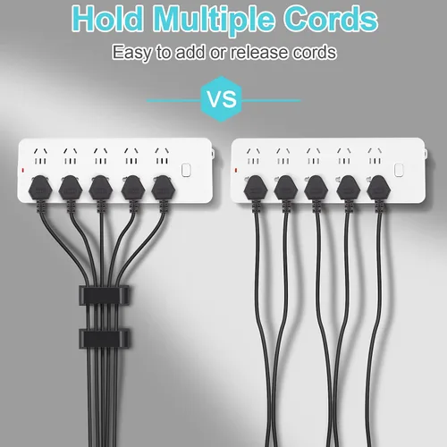 Miniatura 5 de 50 PCS Clips Negros para Cables - Organizadores de Cables Grandes para Gestión de Cables y Alambres Debajo del Escritorio, Clips Sujetadores