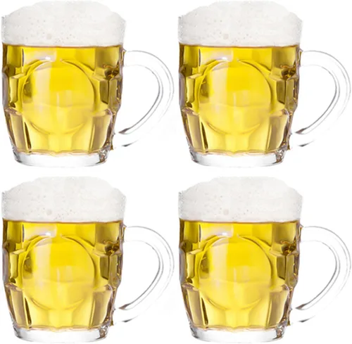 Miniatura 9 de Dimple Stein - Juego de tazas de cerveza de 10 onzas con asa, tazas de cerveza de vidrio, aptas para lavavajillas y congelador, transparentes