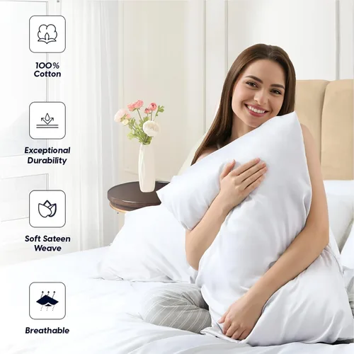 Miniatura 3 de SGI bedding Juego de 2 fundas de almohada estándar de 100% algodón egipcio, 1000 hilos, tejido de satén ultrasuave y lujoso, transpirable