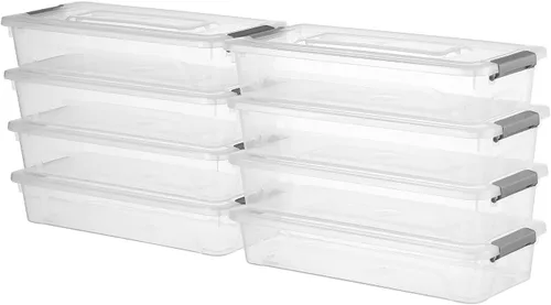 Miniatura 17 de novelinks Contenedores de almacenamiento apilables transparentes con tapa, cajas de almacenamiento de plástico duradero para oficina en casa