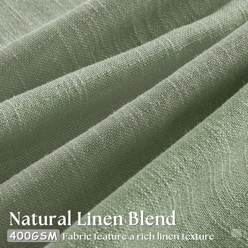 Miniatura 97 de Cortinas de lino natural con pliegues fruncidos de 120 pulgadas de largo para sala de estar, cortinas plisadas con ganchos y lengüeta trasera