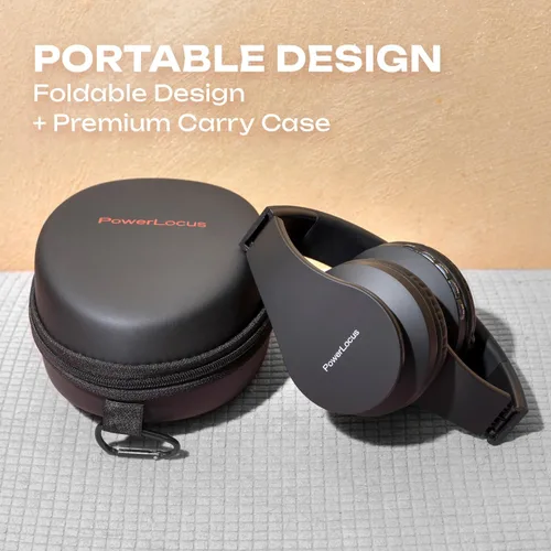 Miniatura 7 de PowerLocus - Audífonos inalámbricos Bluetooth para usar sobre las orejas, estéreo, plegables, con cable y micrófono incorporado para iPhone