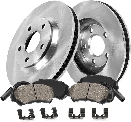 Miniatura 2 de Callahan Brake Parts Kit de freno delantero para Mercedes-Benz C250 2012-15 C300 2008-12 SLK250 2012-15 - Rotores de disco perforados y ranurados