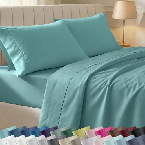 Miniatura 46 de Juego de sábanas split king para cama ajustable de 100% algodón natural satinado de 400 hilos, transpirables/duraderas, con esquinas 07 - Gris claro